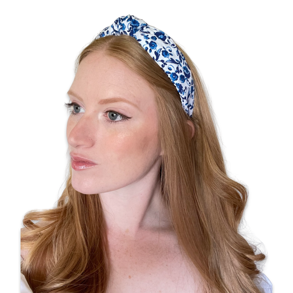 Bright Blue and White Headband